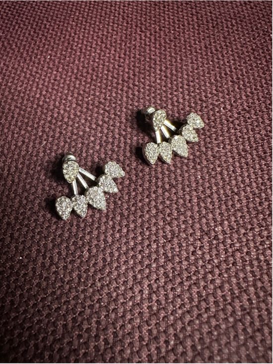 Plunder Jewelry - Plunder Silver Crystal Heart Ear Jacket Earrings